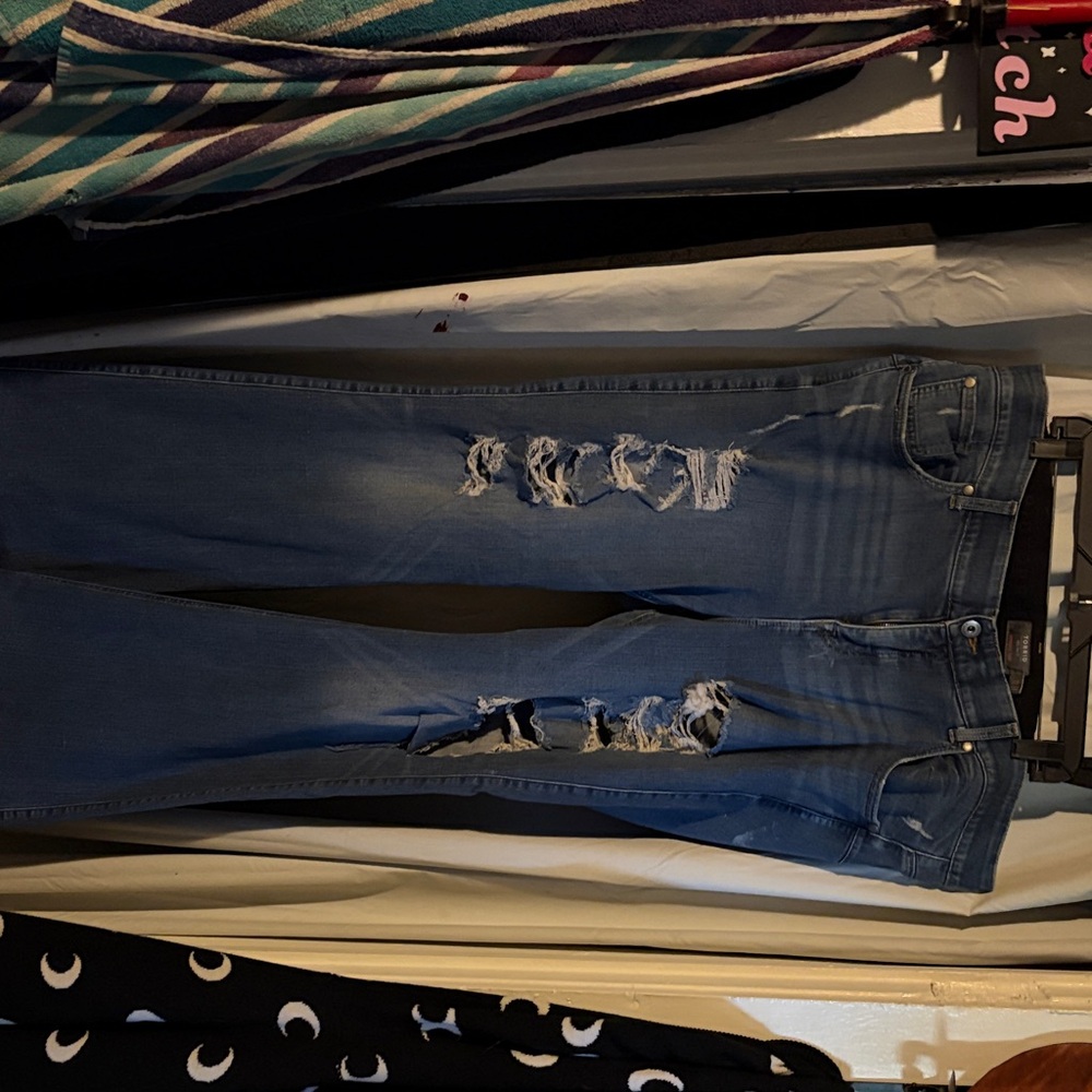 torrid Bombshell Distressed Medium Blue Skinny Jeans